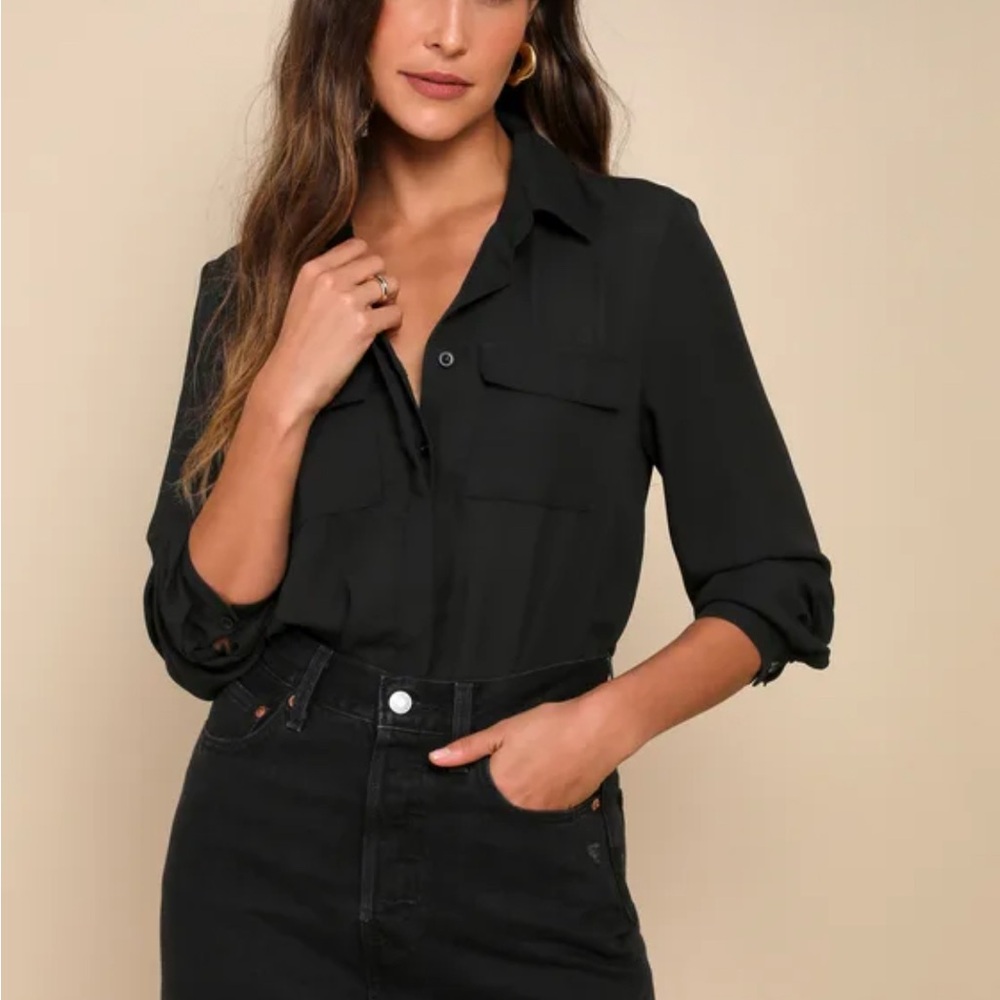 NWT Lulu's Elegant Black Blouse
